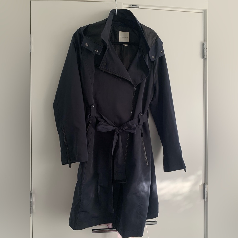 Avec Les Filles Blue Trench Coat with Belt